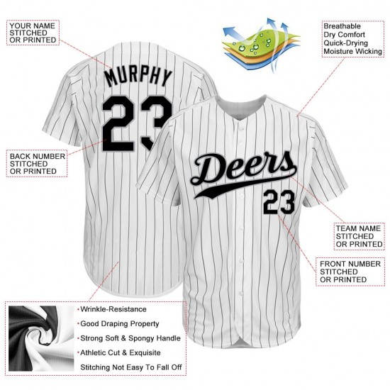 Custom White Black Strip Black-Gray Authentic Baseball Jersey