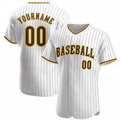 Custom White Brown Strip Brown-Gold Authentic Baseball Jersey