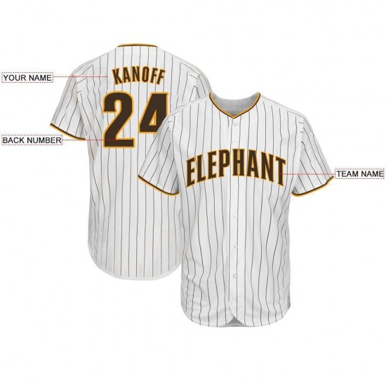 Custom White Brown Strip Brown-Gold Baseball Jersey