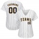 Custom White Navy Strip Navy-Gold Authentic Baseball Jersey