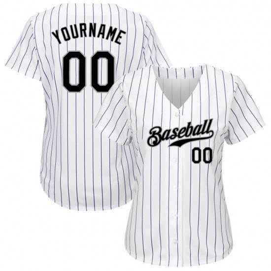 Custom White Purple Strip Black-Gray Authentic Baseball Jersey