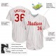 Custom White Red Strip Red-White Authentic Baseball Jersey