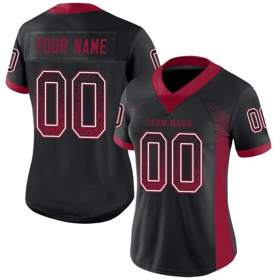 Custom Black Cardinal-White Mesh Drift Fashion Football Jersey