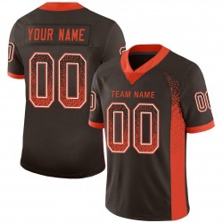 Custom Brown Orange-White Mesh Drift Fashion Football Jersey