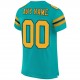 Custom Aqua Gold-Black Mesh Authentic Football Jersey