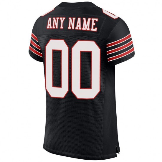 Custom Black White-Scarlet Mesh Authentic Football Jersey