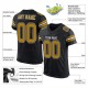 Custom Black Old Gold-White Mesh Authentic Football Jersey