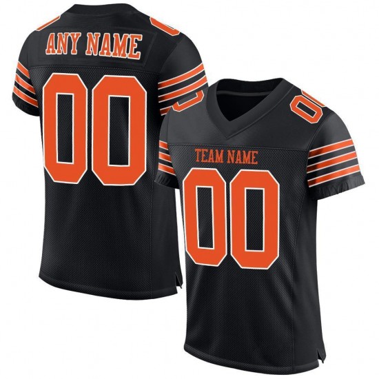 Custom Black Orange-White Mesh Authentic Football Jersey