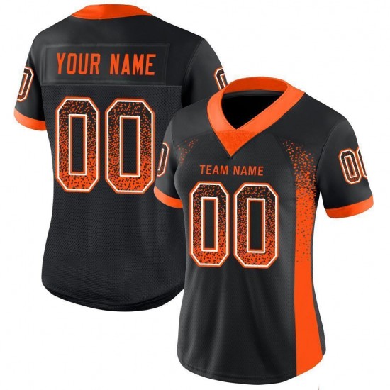 Custom Black Orange-White Mesh Drift Fashion Football Jersey