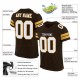 Custom Brown White-Gold Mesh Authentic Football Jersey