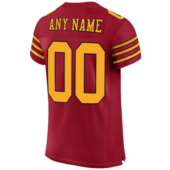 Custom Cardinal Gold-Black Mesh Authentic Football Jersey