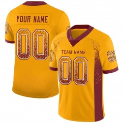 Custom Gold Burgundy-White Mesh Drift Fashion Football Jersey