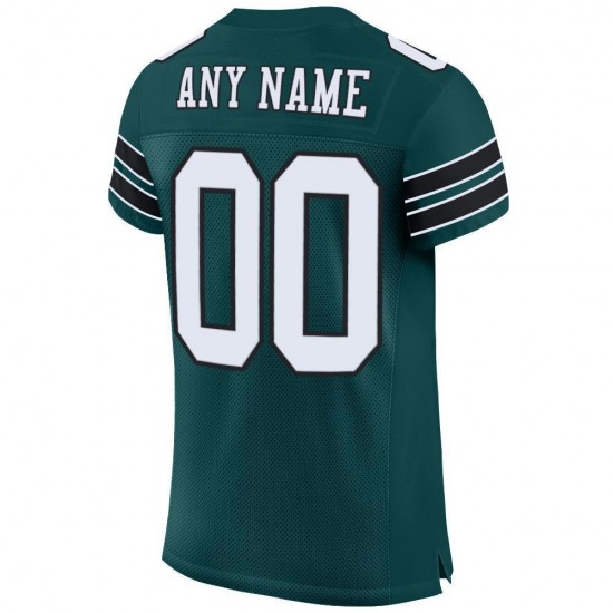 Custom Midnight Green White-Black Mesh Authentic Football Jersey