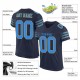 Custom Navy Powder Blue-Gold Mesh Authentic Football Jersey