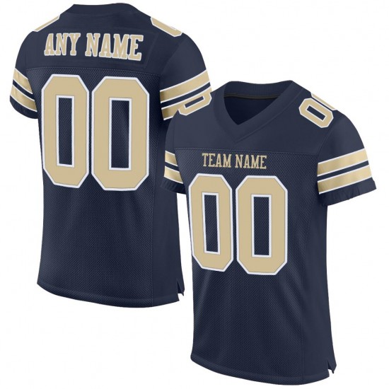 Custom Navy Vegas Gold-White Mesh Authentic Football Jersey