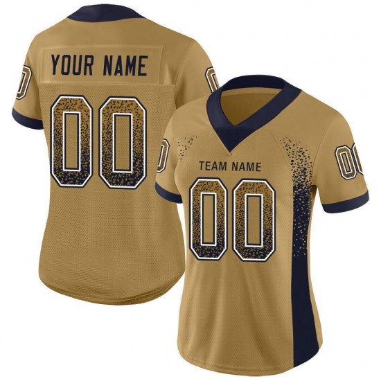 Custom Old Gold Navy-White Mesh Drift Fashion Football Jersey