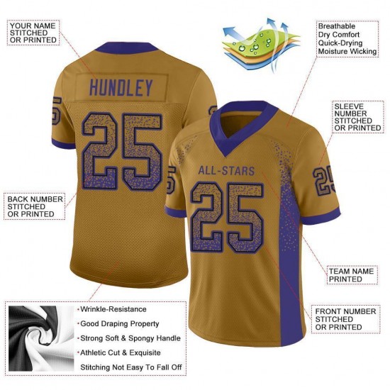 Custom Old Gold Purple-Black Mesh Drift Fashion Football Jersey