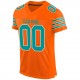 Custom Orange Aqua-White Mesh Authentic Football Jersey