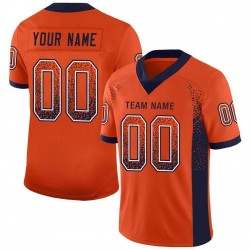 Custom Orange Navy-White Mesh Drift Fashion Football Jersey