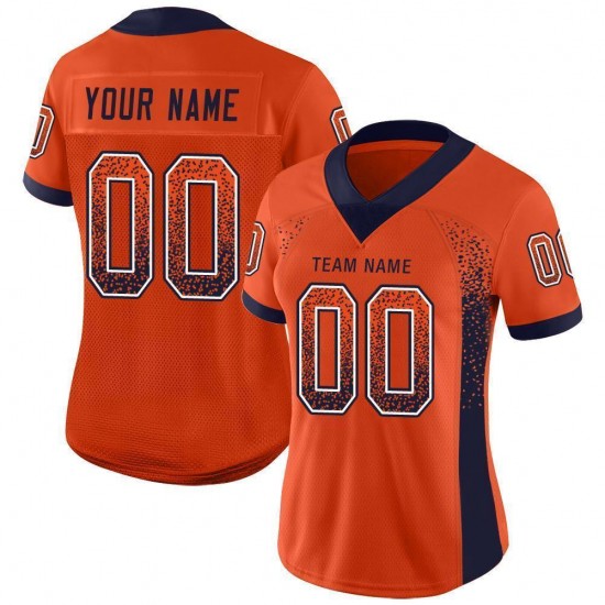 Custom Orange Navy-White Mesh Drift Fashion Football Jersey