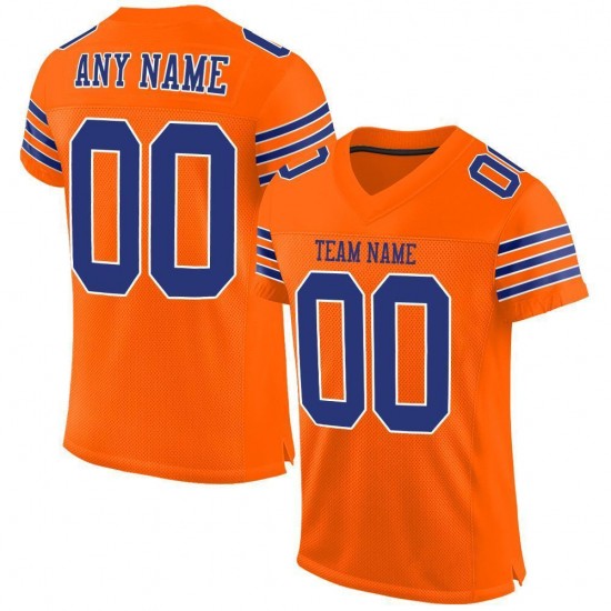 Custom Orange Royal-White Mesh Authentic Football Jersey