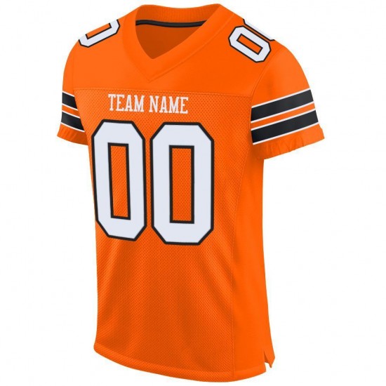 Custom Orange White-Black Mesh Authentic Football Jersey