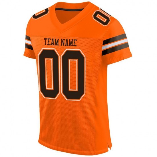 Custom Orange Brown-White Mesh Authentic Football Jersey