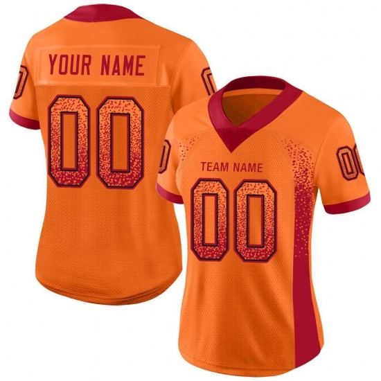 Custom Orange Red-Black Mesh Drift Fashion Football Jersey