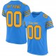 Custom Powder Blue Gold-Navy Mesh Authentic Football Jersey