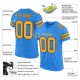 Custom Powder Blue Gold-Navy Mesh Authentic Football Jersey