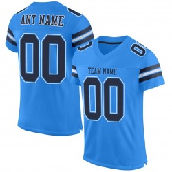 Custom Powder Blue Navy-White Mesh Authentic Football Jersey