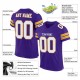 Custom Purple White-Gold Mesh Authentic Football Jersey