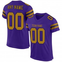 Custom Purple Old Gold-Black Mesh Authentic Football Jersey