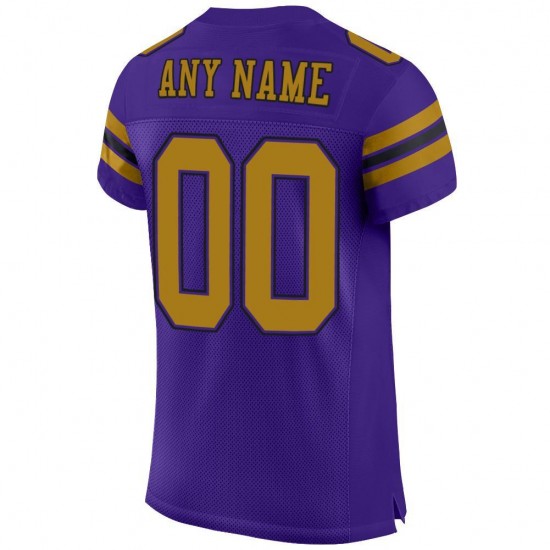 Custom Purple Old Gold-Black Mesh Authentic Football Jersey