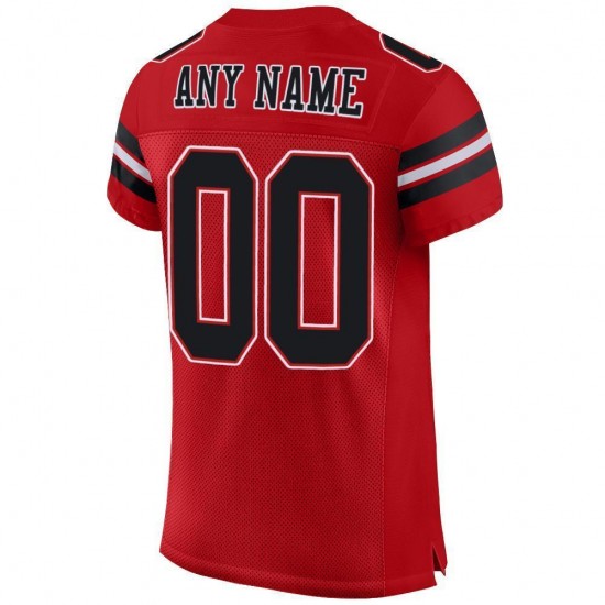 Custom Red Black-White Mesh Authentic Football Jersey