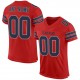 Custom Scarlet Navy-Light Gray Mesh Authentic Football Jersey