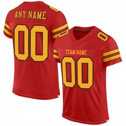 Custom Scarlet Gold-Black Mesh Authentic Football Jersey