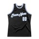 Custom Black White-Light Blue Authentic Throwback Basketball Jersey