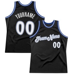 Custom Black White-Royal Authentic Throwback Basketball Jersey