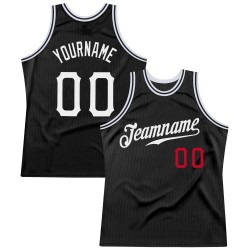 Custom Black White-Red Authentic Throwback Basketball Jersey