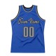 Custom Blue Silver Gray-Black Authentic Throwback Basketball Jersey