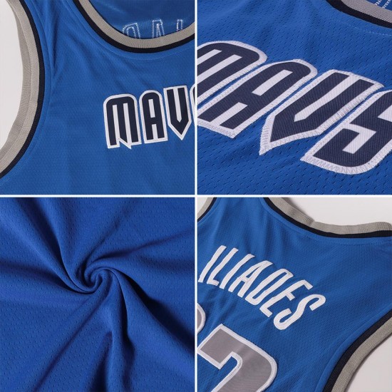 Custom Blue White-Light Blue Authentic Throwback Basketball Jersey