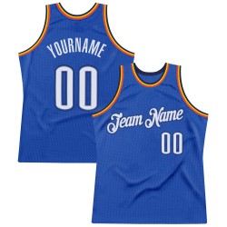 Custom Blue White-Navy Authentic Throwback Basketball Jersey