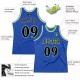 Custom Blue Black-Neon Green Authentic Throwback Basketball Jersey