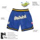 Custom Blue White-Gold Authentic Throwback Basketball Shorts