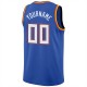 Custom Blue White-Orange Round Neck Rib-Knit Basketball Jersey