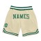 Custom Cream Kelly Green-White Authentic Throwback Basketball Shorts