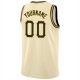 Custom Cream Navy-Gold Round Neck Rib-Knit Basketball Jersey