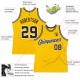 Custom Gold Black-White Authentic Throwback Basketball Jersey