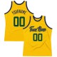 Custom Gold Hunter Green-Navy Authentic Throwback Basketball Jersey